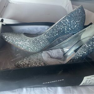 Nine West Sparkling Silver Heels